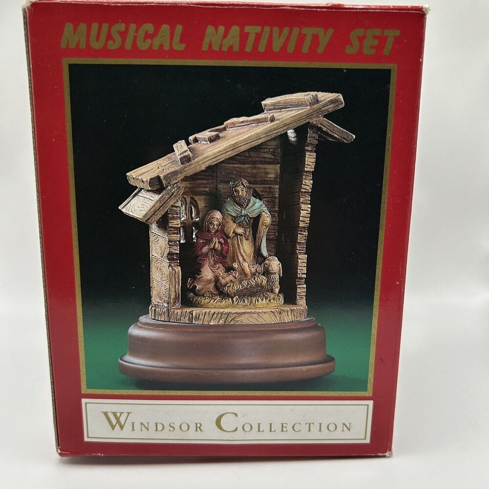 Silent Night Musical Nativity Set, Music Box Windsor Collection Vintage